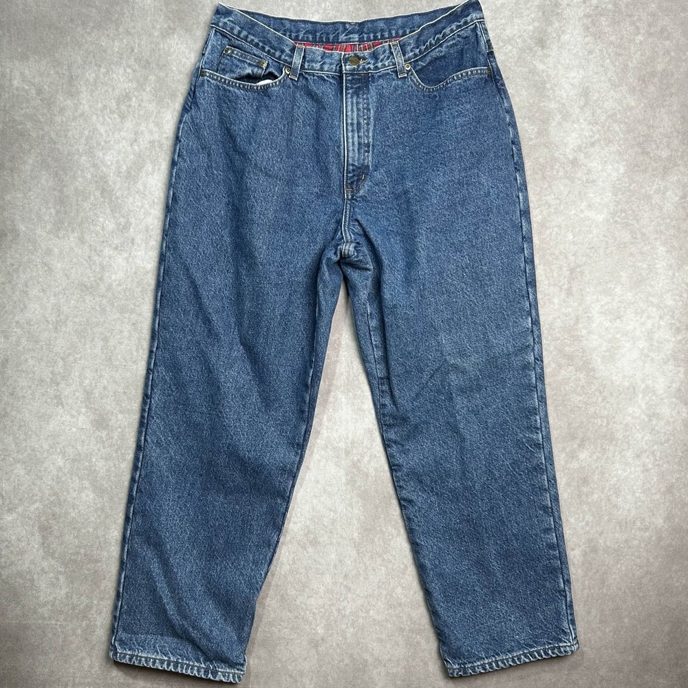 Vtg Women's LL Bean Double L Relaxed Fit Flannel Lined Jeans Tapered Mom (32x28)